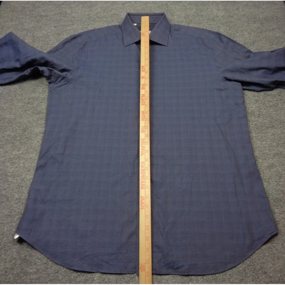 Brioni Ventiquattro Shirt Mens 17 1/2" 44 Neck Blue Long Sleeve Made in Italy - Picture 13 of 13
